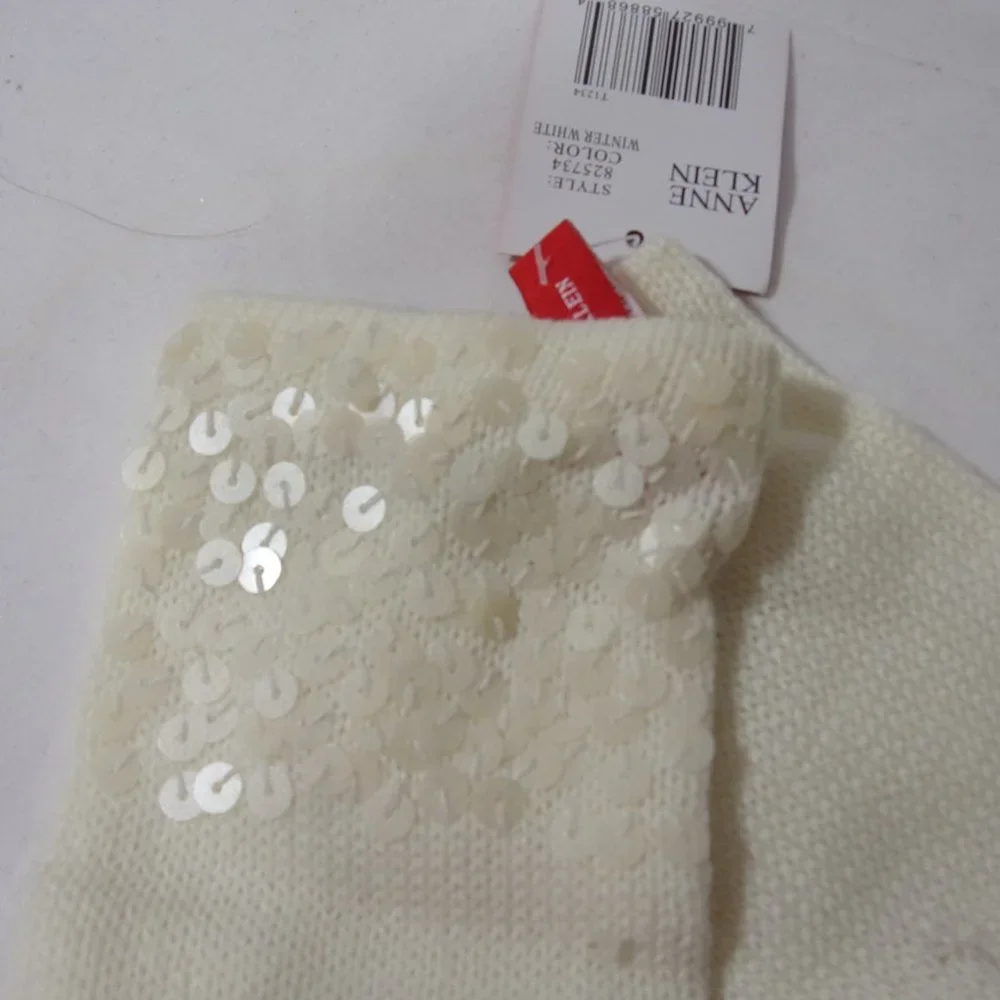 Amne Klein Fancy Bling Sequin Trim Knit Gloves NWT